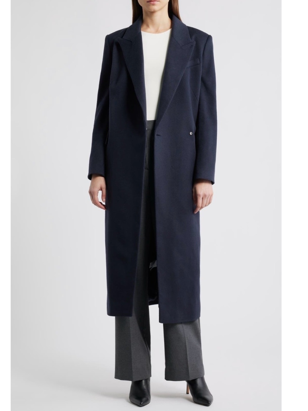 Boss Callafy Cashmere Coat in Dark Blue Size 4
